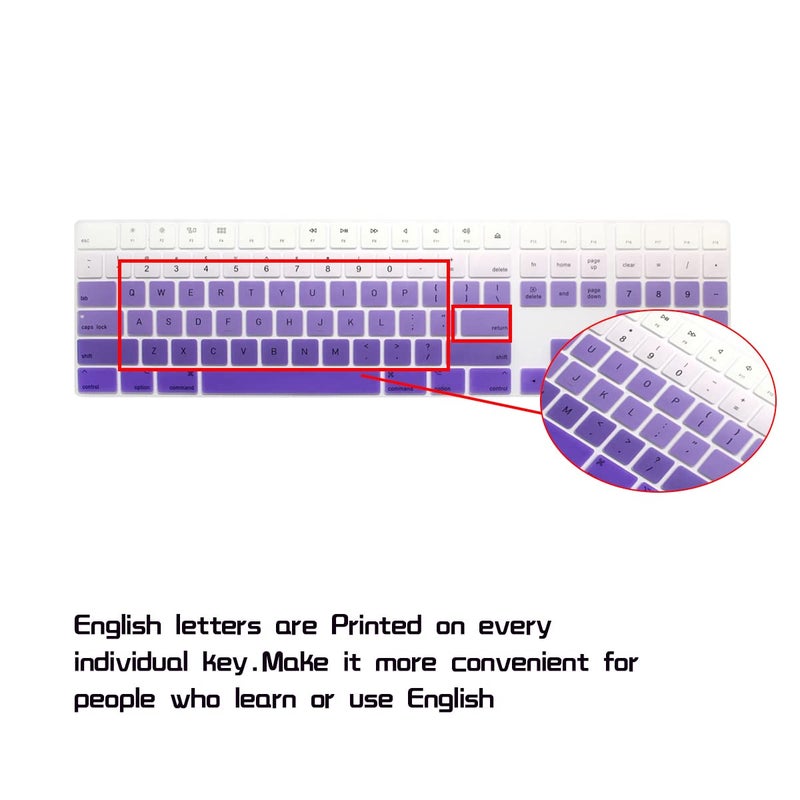 HRH Ombre Purple Silicone Keyboard Cover Keypad Skin for Magic Keyboard with Numeric Keypad A1843 MQ052LL/A Released in 2017 (US Layout) - Image 2